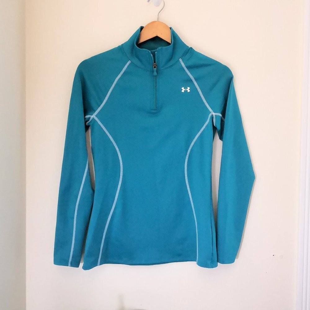 NWOT Under Armour Cold Gear  Long Sleeve Top Teal Blue‎ Size S